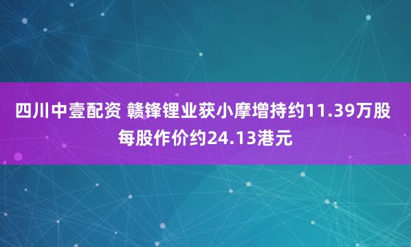 四川中壹配资 赣锋锂业获小摩增持约11.39万股 每股作价约24.13港元